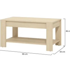 Tavolino da Salotto Marrone Rovere un Vano Forma Rettangolare 90x49.5x45.5h cm, Sfumatura Colore Ripiano Rovere - Signa