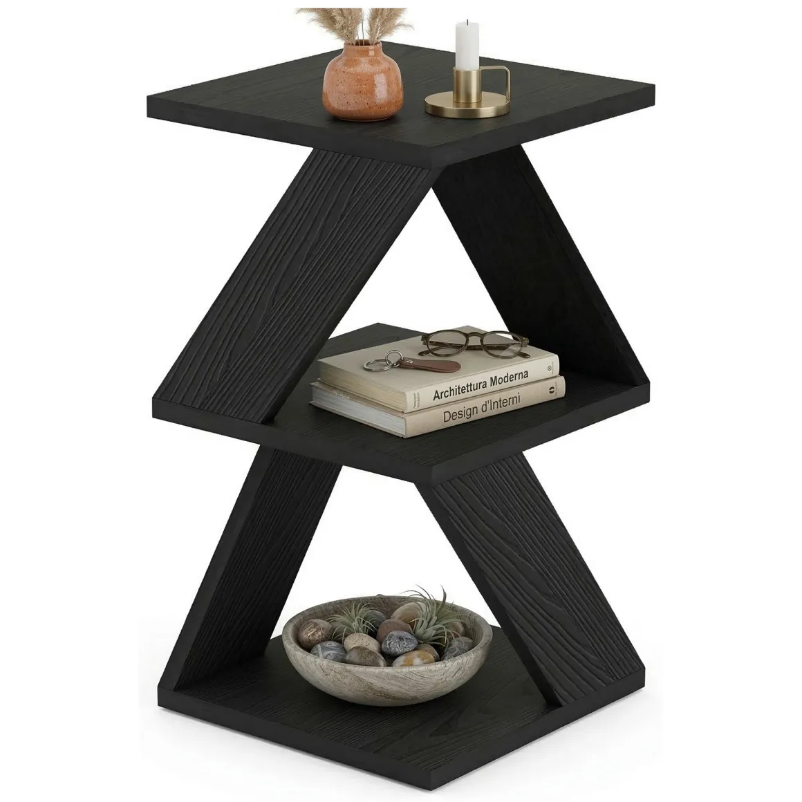 Tavolini Da Salotto|Salotto > Dmora Tavolino da Salotto Effetto Fume Forma Rettangolare 80x80x40h cm, Materiale Struttura in Vetro - Gran Nero Antracite