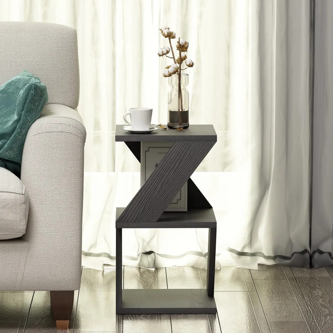Tavolini Da Salotto|Salotto > Dmora Tavolino da Salotto Effetto Fume Forma Rettangolare 80x80x40h cm, Materiale Struttura in Vetro - Gran Nero Antracite