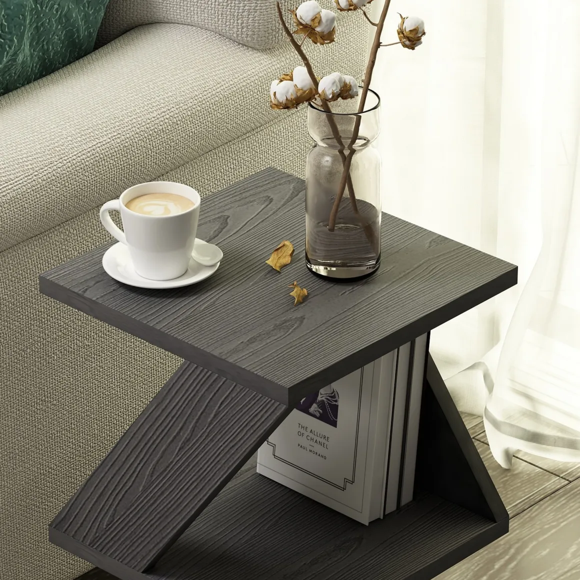 Tavolini Da Salotto|Salotto > Dmora Tavolino da Salotto Effetto Fume Forma Rettangolare 80x80x40h cm, Materiale Struttura in Vetro - Gran Nero Antracite