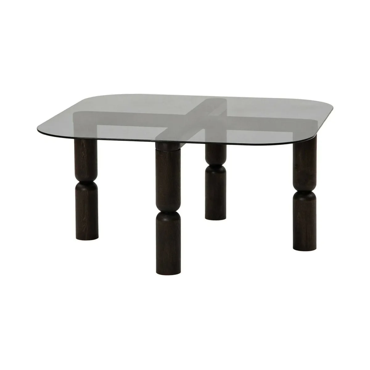 Tavolini Da Salotto|Salotto > Dmora Tavolino da Salotto Effetto Fume Forma Rettangolare 80x80x40h cm, Materiale Struttura in Vetro - Gran Nero Antracite