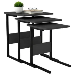 Tavolino da Salotto Nero Antracite Forma Rettangolare Materiale Piano in Legno Nobilitato 40x40x55h cm, Colore Ripiano Nero - Caprauna