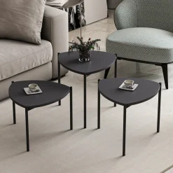 Tavolino da Salotto Nero Antracite Modulabile Forma Rettangolare 45x45x45h cm, Sfumatura Colore Ripiano Antracite - Carro