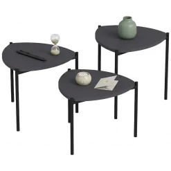 Tavolino da Salotto Nero Antracite Modulabile Forma Rettangolare 45x45x45h cm, Sfumatura Colore Ripiano Antracite - Carro