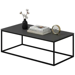 Tavolino da Salotto Nero Antracite Nero Forma Rettangolare Materiale Piano in Legno Nobilitato 120x60x42h cm, Sfumatura Colore Struttura Antracite