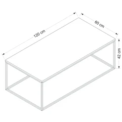 Tavolino da Salotto Nero Antracite Nero Forma Rettangolare Materiale Piano in Legno Nobilitato 120x60x42h cm, Sfumatura Colore Struttura Antracite