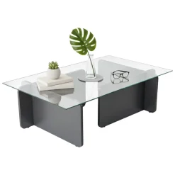 Tavolino da Salotto Nero Antracite Portariviste Forma Rettangolare 105x65x30h cm, Sfumatura Colore Struttura Antracite - Kallias