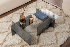 Tavolino da Salotto Nero Antracite Portariviste Forma Rettangolare 105x65x30h cm, Sfumatura Colore Struttura Antracite - Kallias