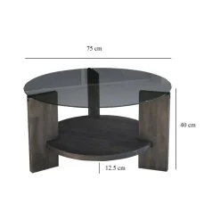 Tavolini Da Salotto|Salotto > Dmora Tavolino da Salotto Portariviste Forma Rotonda 75x75x40h cm, Sfumatura Colore Struttura Antracite - Felino Nero Antracite