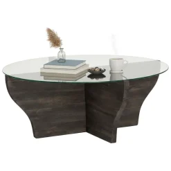 Tavolino da Salotto Nero Antracite Portariviste Forma Rotonda 92x92x36h cm, Sfumatura Colore Struttura Antracite - Califfi