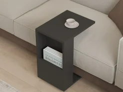 Tavolini Da Salotto > Dmora Tavolino da Salotto Nero Antracite oro 2 Cassetti con Piedini 97x60x44h cm, un Vano - Karo Oro, Nero Antracite