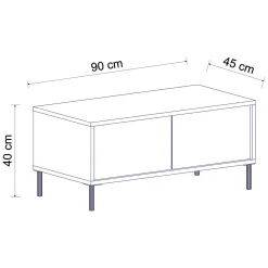 Tavolini Da Salotto > Dmora Tavolino da Salotto un Vano Forma Rettangolare 98x50x43h cm, Piano Sollevabile - Corallo Nero Antracite