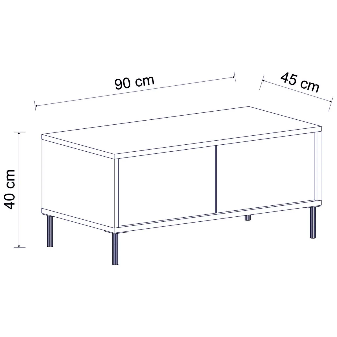 Tavolini Da Salotto > Dmora Tavolino da Salotto un Vano Forma Rettangolare 98x50x43h cm, Piano Sollevabile - Corallo Nero Antracite