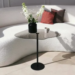 Tavolino da Salotto Nero Effetto Fume Forma Fantasia 60x45x50h cm, Sfumatura Colore Ripiano Fume - Mensa