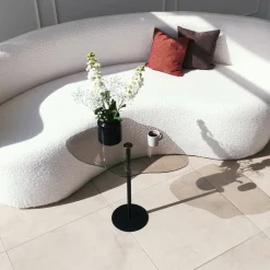 Tavolino da Salotto Nero Effetto Fume Forma Fantasia 60x45x50h cm, Sfumatura Colore Ripiano Fume - Mensa