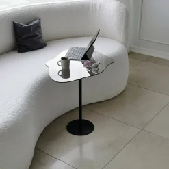 Tavolino da Salotto Nero Effetto Fume Forma Fantasia 60x45x50h cm, Sfumatura Colore Ripiano Fume - Mensa
