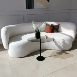 Tavolino da Salotto Nero Effetto Fume Forma Fantasia 60x45x50h cm, Sfumatura Colore Ripiano Fume - Mensa