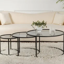 Tavolini Da Salotto > Dmora Tavolino da Salotto Forma Ovale Materiale Piano in Legno Nobilitato 120x65x40h cm, Colore Ripiano - Parona Nero