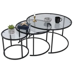 Tavolini Da Salotto > Dmora Tavolino da Salotto Forma Ovale Materiale Piano in Legno Nobilitato 120x65x40h cm, Colore Ripiano - Parona Nero