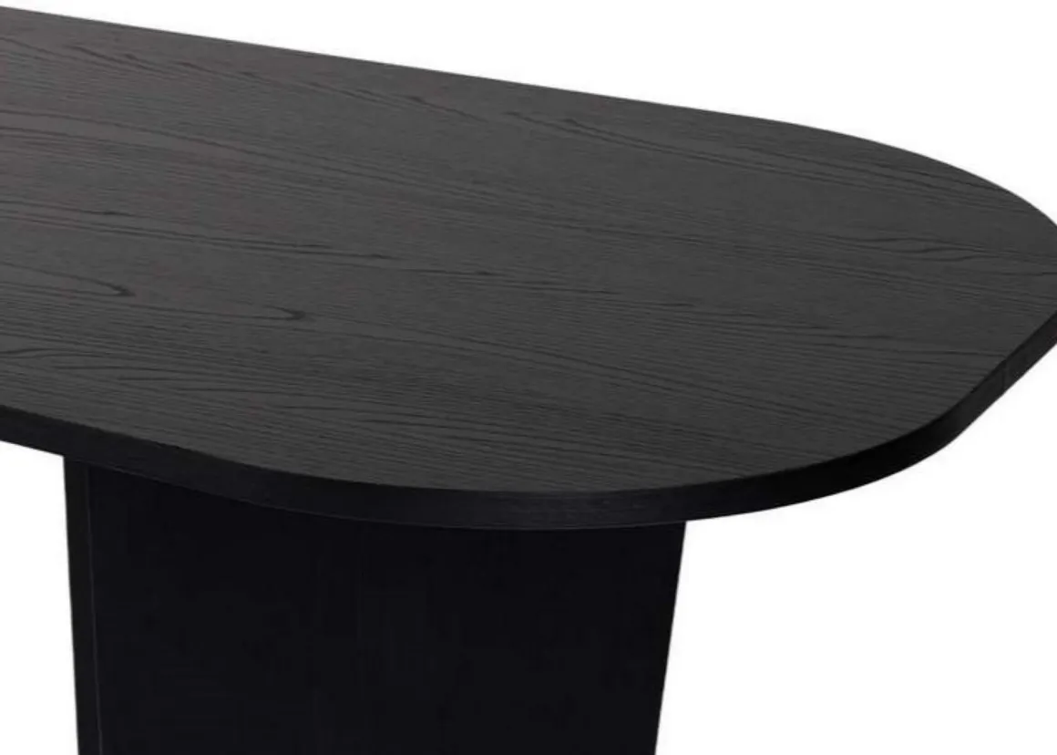 Tavolino da Salotto Nero Forma Ovale Materiale Piano in Legno Nobilitato 130x65x40h cm, Colore Ripiano Nero - Dozza