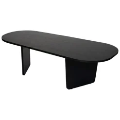 Tavolino da Salotto Nero Forma Ovale Materiale Piano in Legno Nobilitato 130x65x40h cm, Colore Ripiano Nero - Dozza