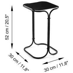 Tavolino da Salotto Nero Forma Quadrato Materiale Piano in Metallo 30x30x52h cm, Colore Ripiano Nero - Cerami