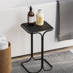 Tavolino da Salotto Nero Forma Quadrato Materiale Piano in Metallo 30x30x52h cm, Colore Ripiano Nero - Cerami