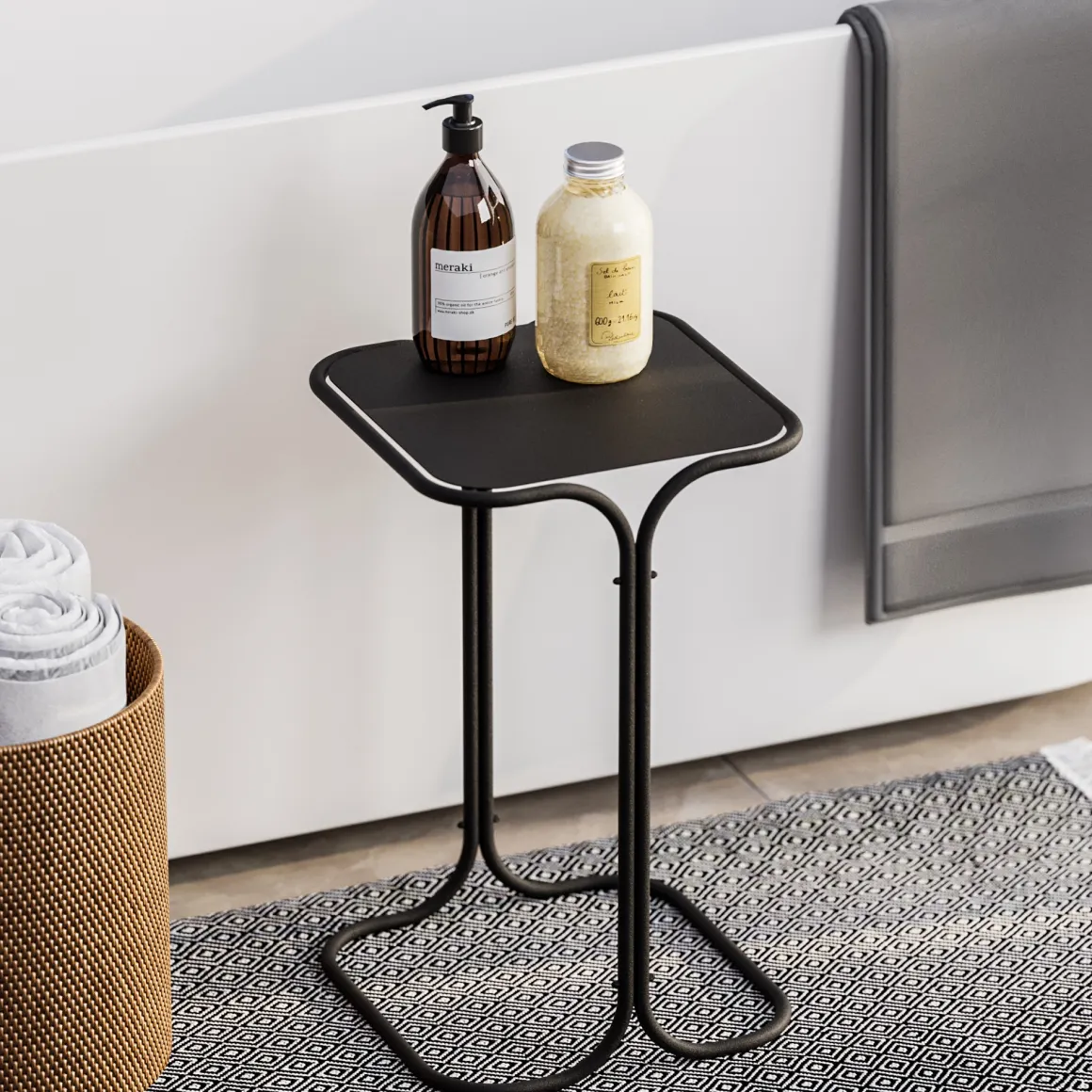 Tavolino da Salotto Nero Forma Quadrato Materiale Piano in Metallo 30x30x52h cm, Colore Ripiano Nero - Cerami