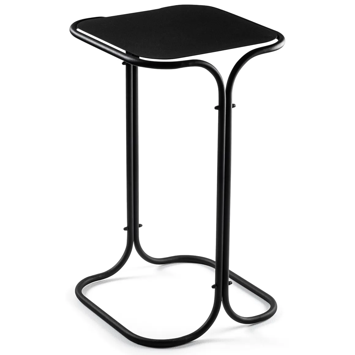 Tavolino da Salotto Nero Forma Quadrato Materiale Piano in Metallo 30x30x52h cm, Colore Ripiano Nero - Cerami