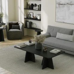 Tavolini Da Salotto > Dmora Tavolino da Salotto Forma Rettangolare Materiale Piano in Metallo 47x46x57h cm, Colore Ripiano - Cattaneo Nero