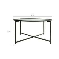Tavolino da Salotto Nero Forma Rettangolare Materiale Piano in Vetro 83x82x40h cm, Colore Ripiano Trasparente - Ecaterina