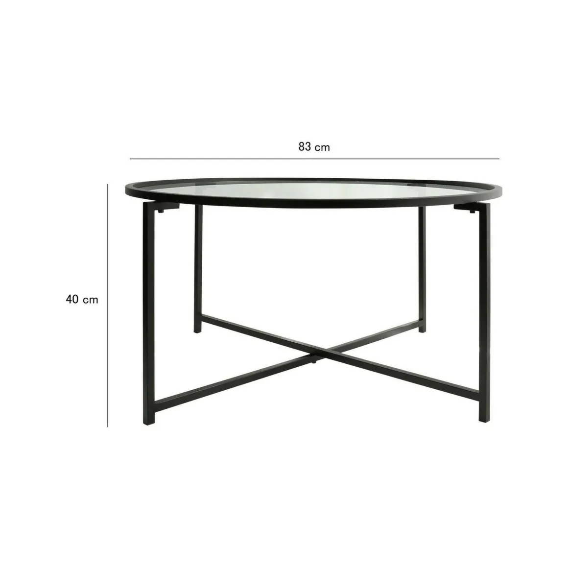 Tavolino da Salotto Nero Forma Rettangolare Materiale Piano in Vetro 83x82x40h cm, Colore Ripiano Trasparente - Ecaterina