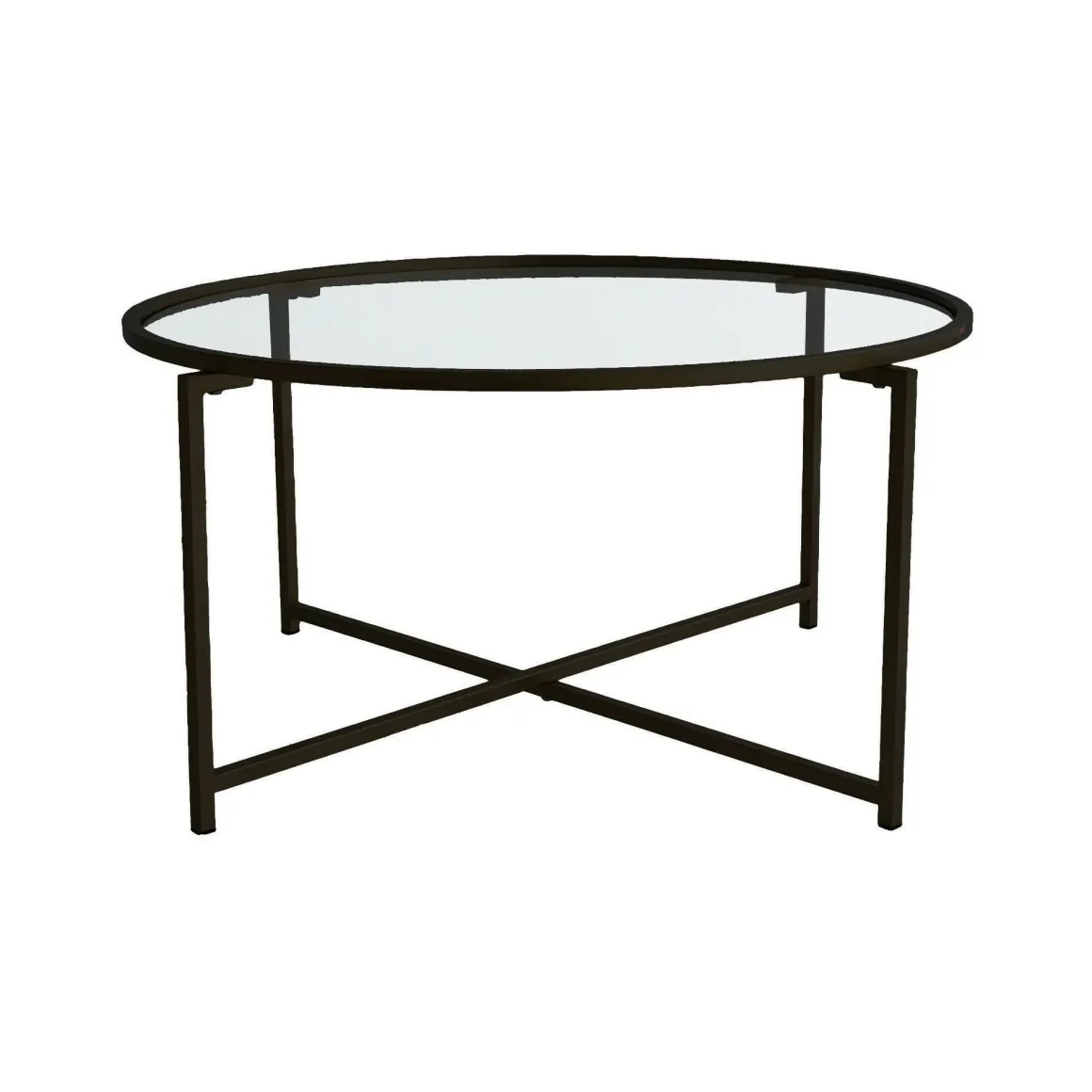 Tavolino da Salotto Nero Forma Rettangolare Materiale Piano in Vetro 83x82x40h cm, Colore Ripiano Trasparente - Ecaterina
