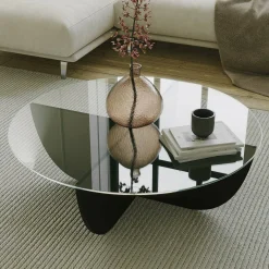 Tavolini Da Salotto > Dmora Tavolino da Salotto Forma Rotondo Materiale Piano in Legno Nobilitato 90x90x40h cm, Colore Ripiano - Simbario Nero