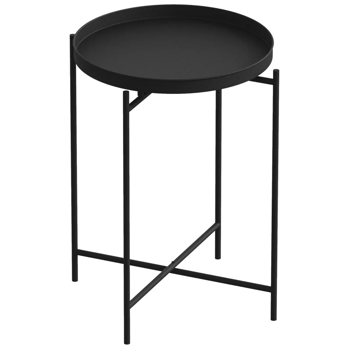 Tavolino da Salotto Nero Forma Rotondo Materiale Piano in Metallo 46x46x56h cm, Colore Ripiano Nero - Fiave