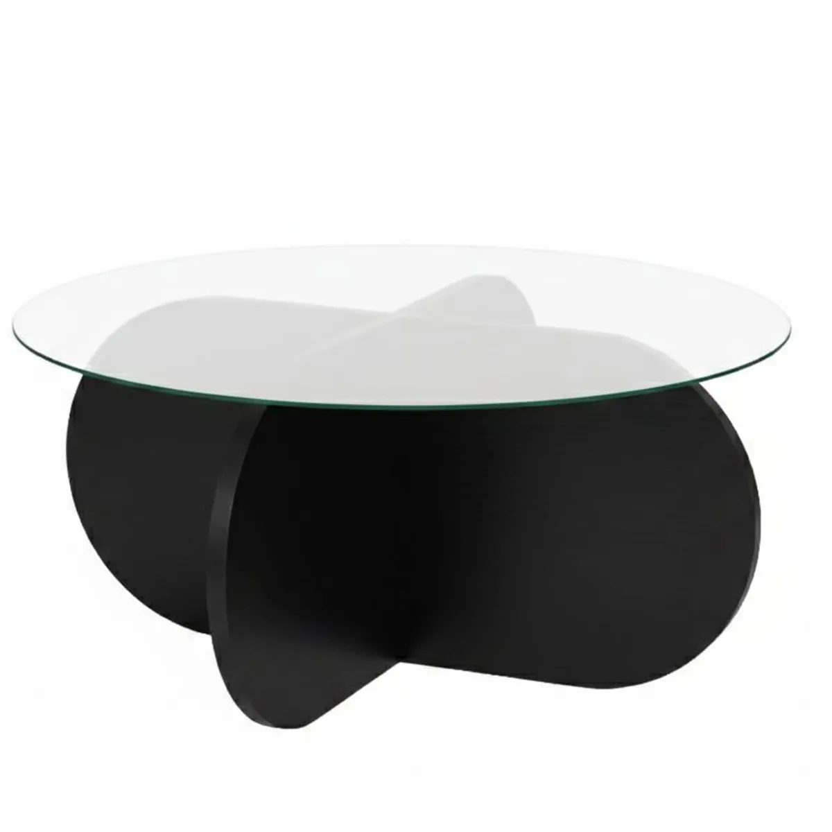 Tavolini Da Salotto > Dmora Tavolino da Salotto Forma Rotondo Materiale Piano in Vetro 75x75x35h cm, Colore Ripiano Trasparente - Cugnoli Nero