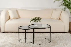 Tavolino da Salotto Nero Modulabile Forma Rotondo 42x42x39h cm, Sfumatura Colore Ripiano Fume - Vetusto