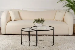 Tavolino da Salotto Nero Modulabile Forma Rotondo 60x60x43h cm, Materiale Piano in Vetro - Simaxis