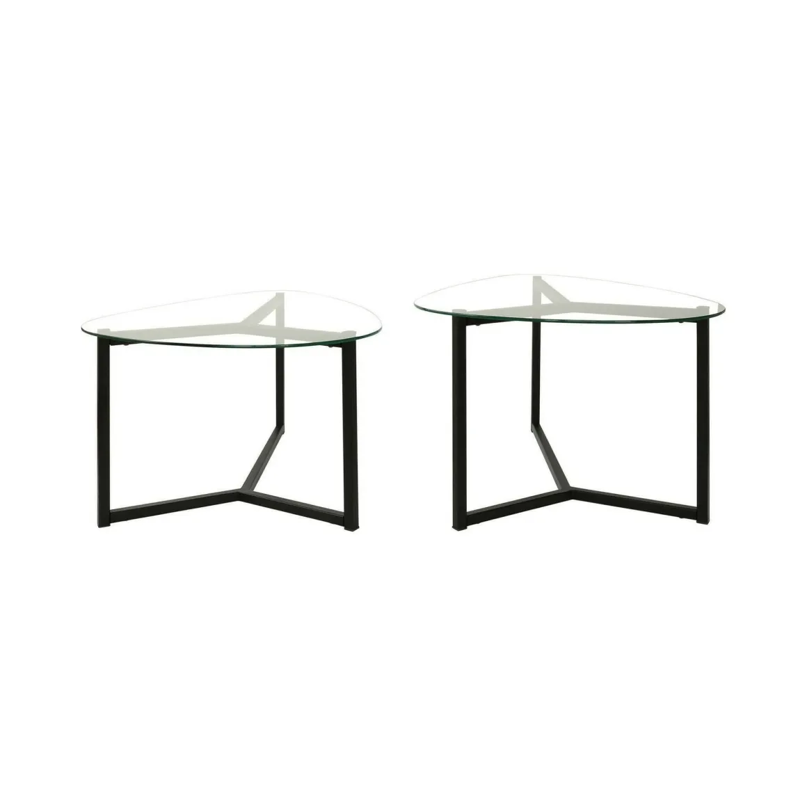 Tavolino da Salotto Nero Modulare Multifunzionale Forma Rettangolare 82x58x40h cm, Materiale Piano in Vetro - Flora