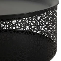 Tavolino da Salotto Nero oro Contenitore un Vano 35x35x50h cm, Piano Sollevabile - Mukall