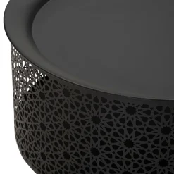 Tavolino da Salotto Nero oro Contenitore un Vano 35x35x50h cm, Piano Sollevabile - Mukall