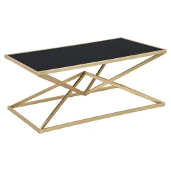 Tavolini Da Salotto > Dmora Tavolino da Salotto Nero oro Forma Rettangolare Colore Ripiano Nero 110x60x45h cm, Materiale Struttura in Metallo - Keswic Oro, Nero