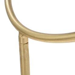 Tavolino da Salotto Nero oro Portatelefono Forma Rotondo 40x40x80h cm, Colore Ripiano Nero - Uspall