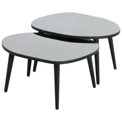 Tavolino da Salotto Nero Piano in Vetro Temperato Forma Ovale 75x55x38h cm, Sfumatura Colore Ripiano Fume - Cassiano