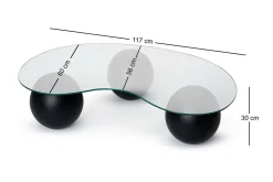 Tavolini Da Salotto > Dmora Tavolino da Salotto Portariviste Forma Ovale 117x60x30h cm, Materiale Piano in Vetro - Sawyer Nero