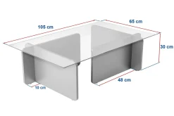Tavolini Da Salotto > Dmora Tavolino da Salotto Portariviste Forma Rettangolare 105x65x40h cm, Materiale Piano in Vetro - Azriel Nero