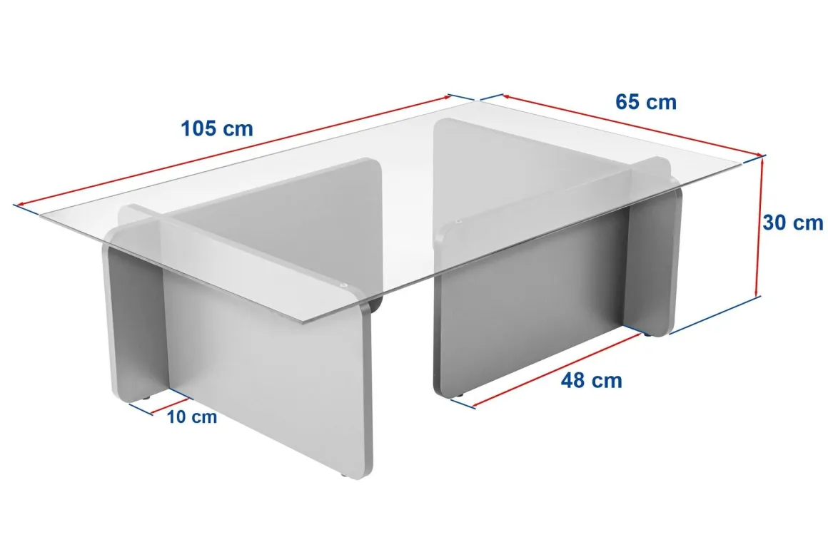 Tavolini Da Salotto > Dmora Tavolino da Salotto Portariviste Forma Rettangolare 105x65x40h cm, Materiale Piano in Vetro - Azriel Nero