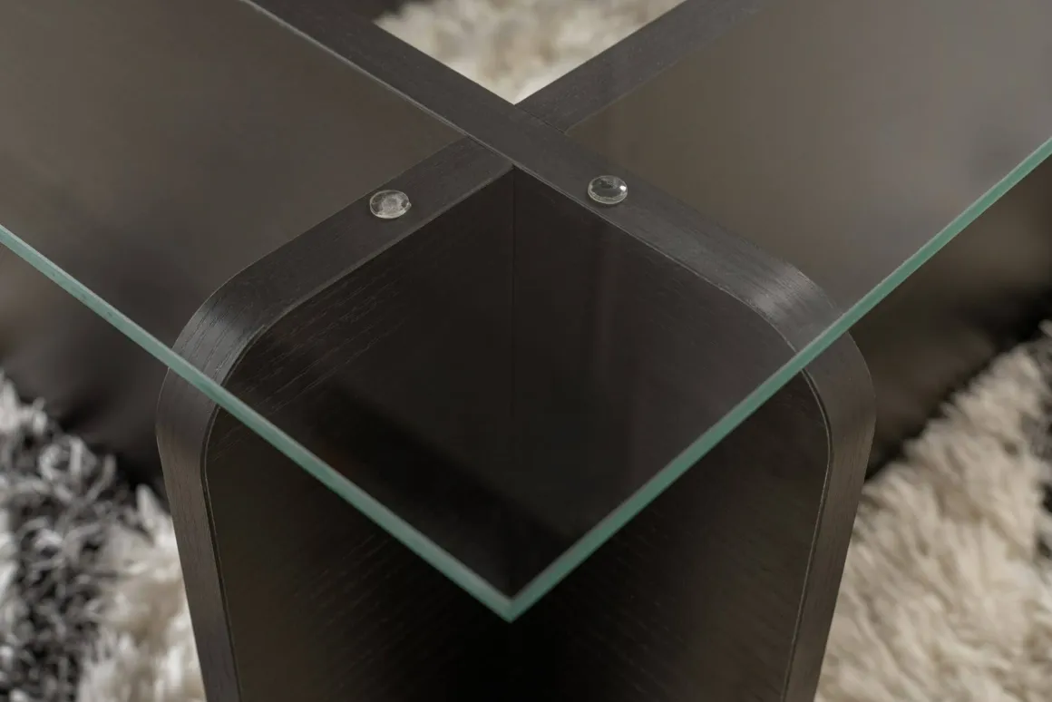 Tavolini Da Salotto > Dmora Tavolino da Salotto Portariviste Forma Rettangolare 105x65x40h cm, Materiale Piano in Vetro - Azriel Nero