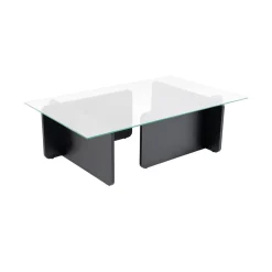 Tavolini Da Salotto > Dmora Tavolino da Salotto Portariviste Forma Rettangolare 105x65x40h cm, Materiale Piano in Vetro - Azriel Nero