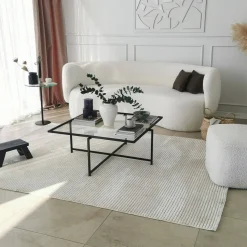 Tavolino da Salotto Nero Resistente All'appannamento Forma Quadrata 85x85x35h cm, Materiale Piano in Vetro - Mascate